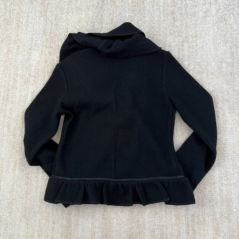 Magaschoni Wool Ruffle Black Jacket S - Picture 4 of 9